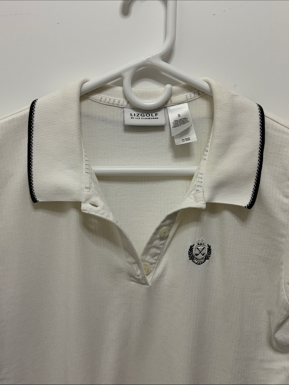 LizGolf White Polo with Dark Navy Trim